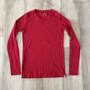 Eddie Bauer Red Long Sleeve Crew Neck T-Shirt Women's M Tall MT 100% cotton
